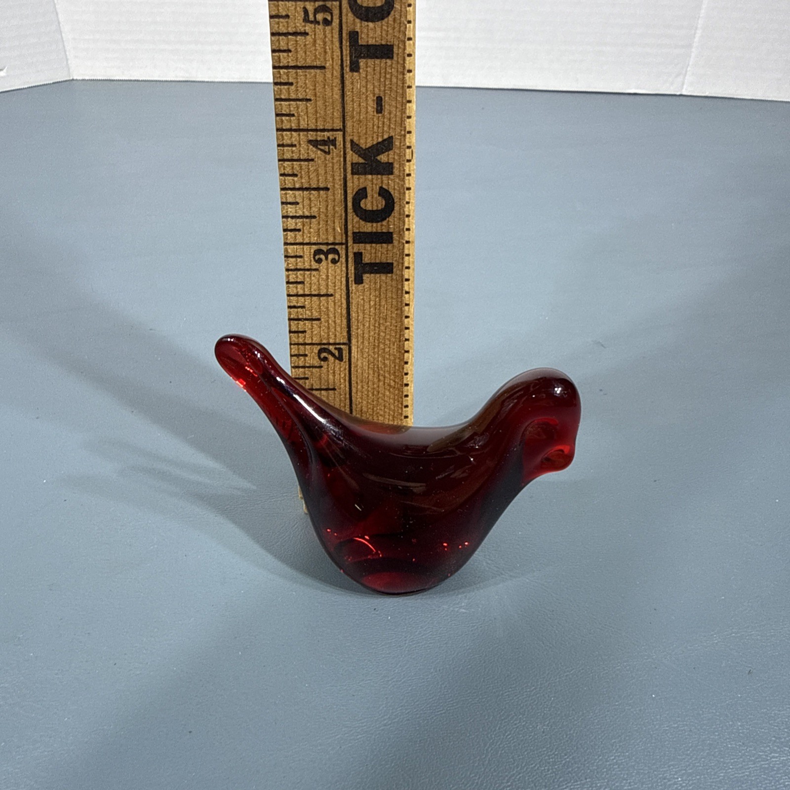 Vtg Ruby Red Art Glass Bird Figurine