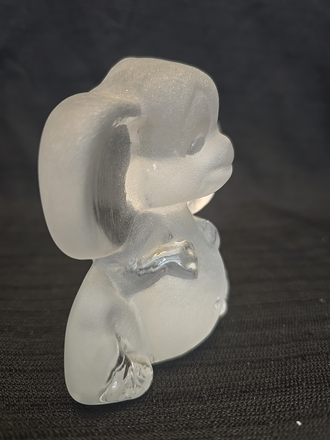 VIKING GLASS PAPERWEIGHT MOUSE WITH BIG EARS 4″ FROSTED ORIG. LABEL CLEAR