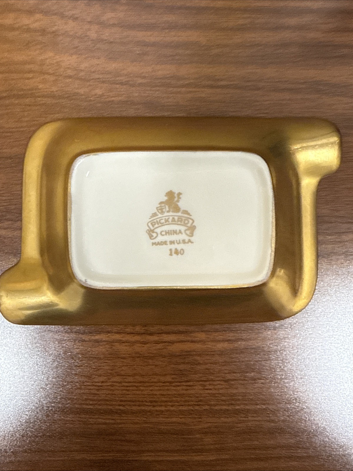 Vintage Pickard China Ashtray Rose And Daisy Floral Pattern Gold Finish-USA