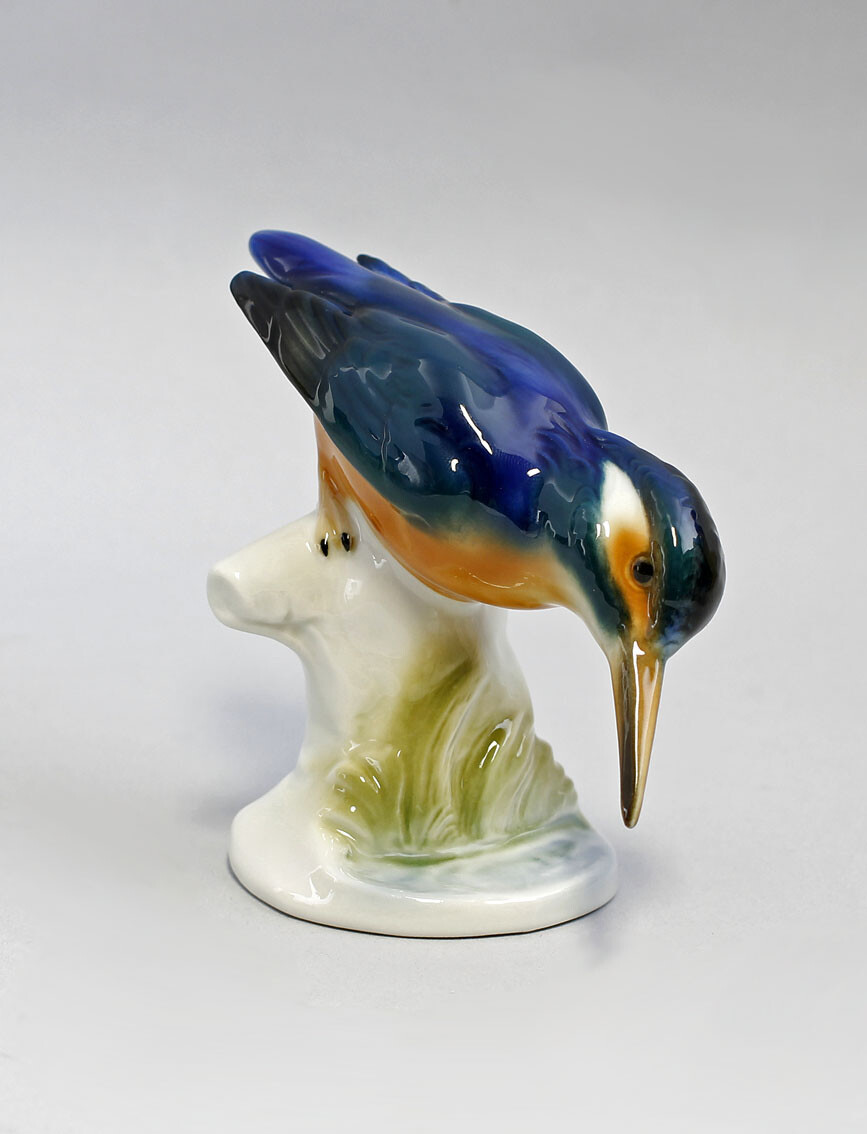 9942129-ds Porcelain Figurine Bird Kingfisher Wagner & Apel 4 5/16×3 5/16in
