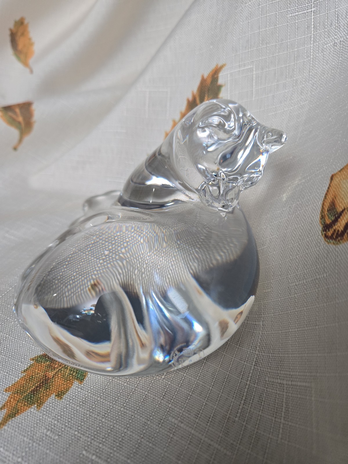 Baccarat Grooming Cat Crystal Figurine Stamped 5″