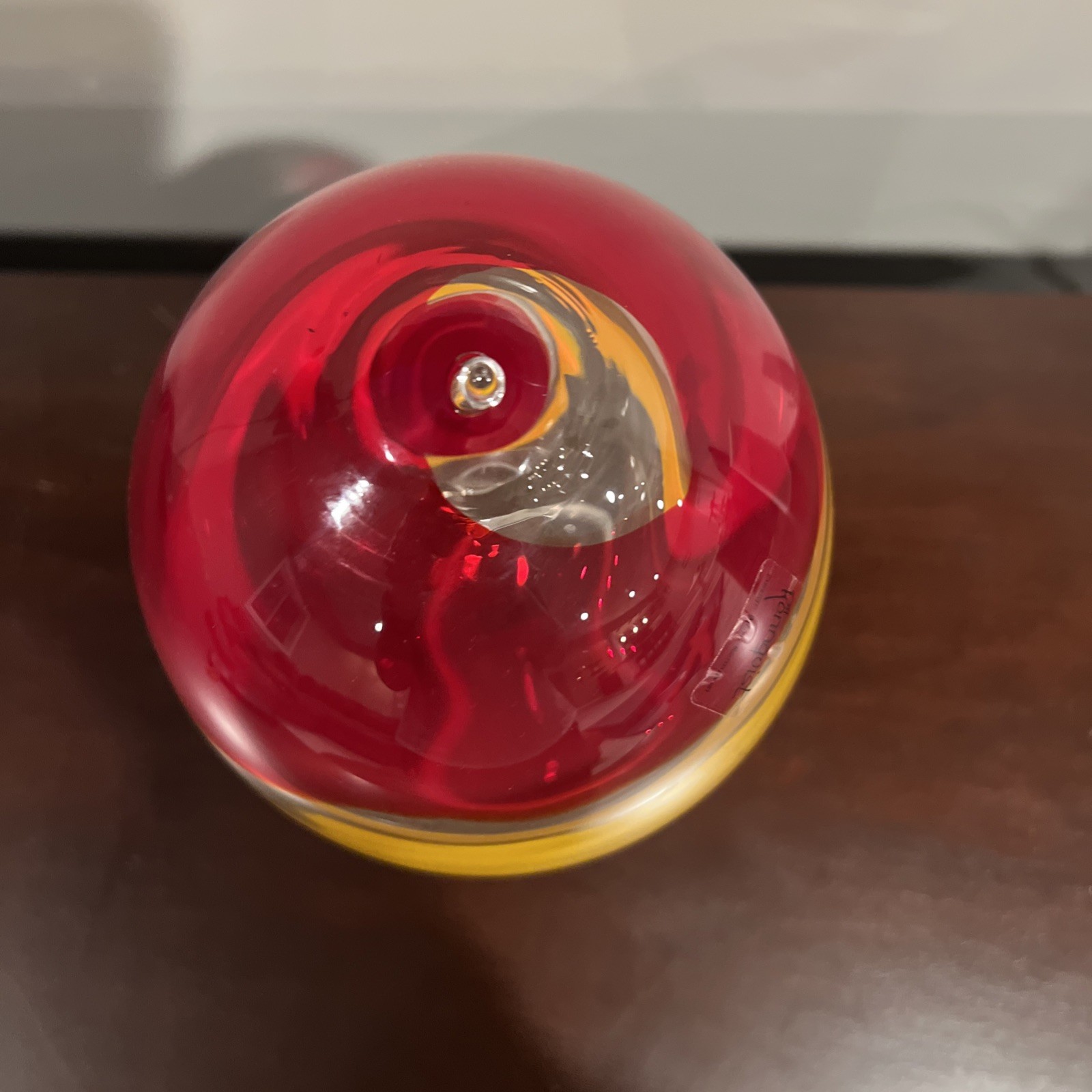 Handblown glass sculpture by Swedish artist Björn Gustav Rönnqvist Red/Yrllow