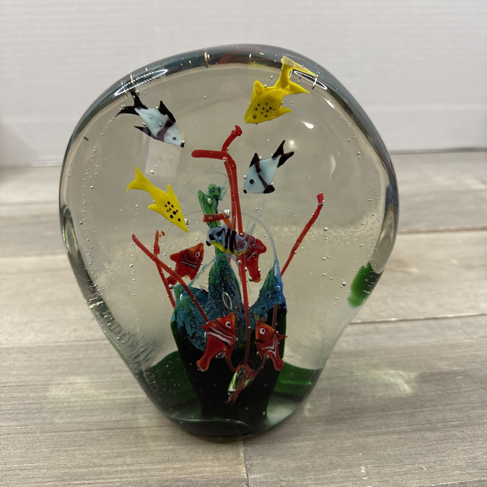Large Murano Style Glass Aquarium Fish Paperweight 8 lbs 7.5″ Tall READ