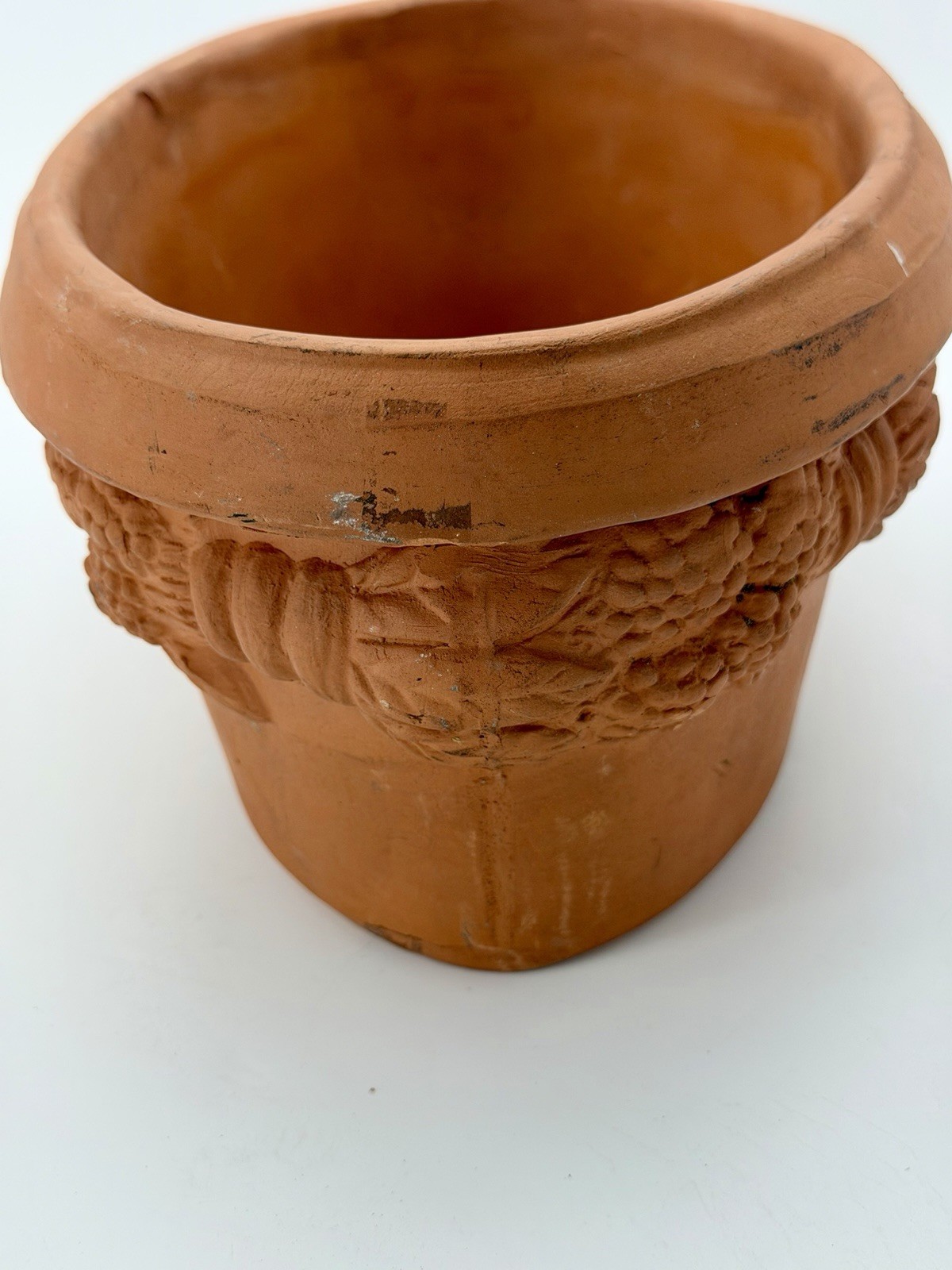 Italian Terracotta Grape Relief Oval Planter Large Made in Italy 12 in x 7 in