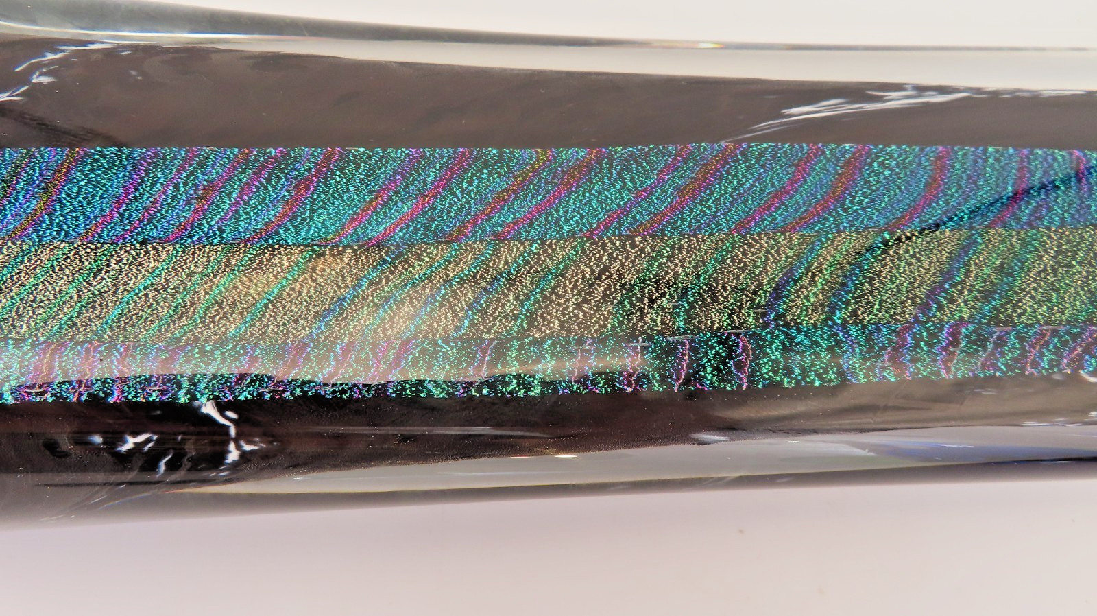 Scott Hartley Art Glass Sculpture Dichroic Peacock Feather Artist Signed 14.5″H