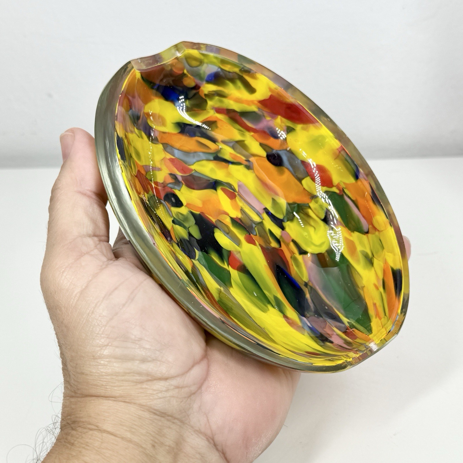 CZECH End-of-Day CIGAR ASHTRAY/Trinket DISH Glass UV REACTIVE 20s-30s Art Deco