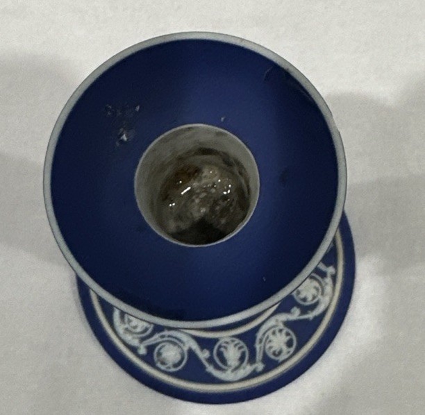 Antique Wedgewood Jasperware 5 Inch Candlestick Cobalt Blue Made in England