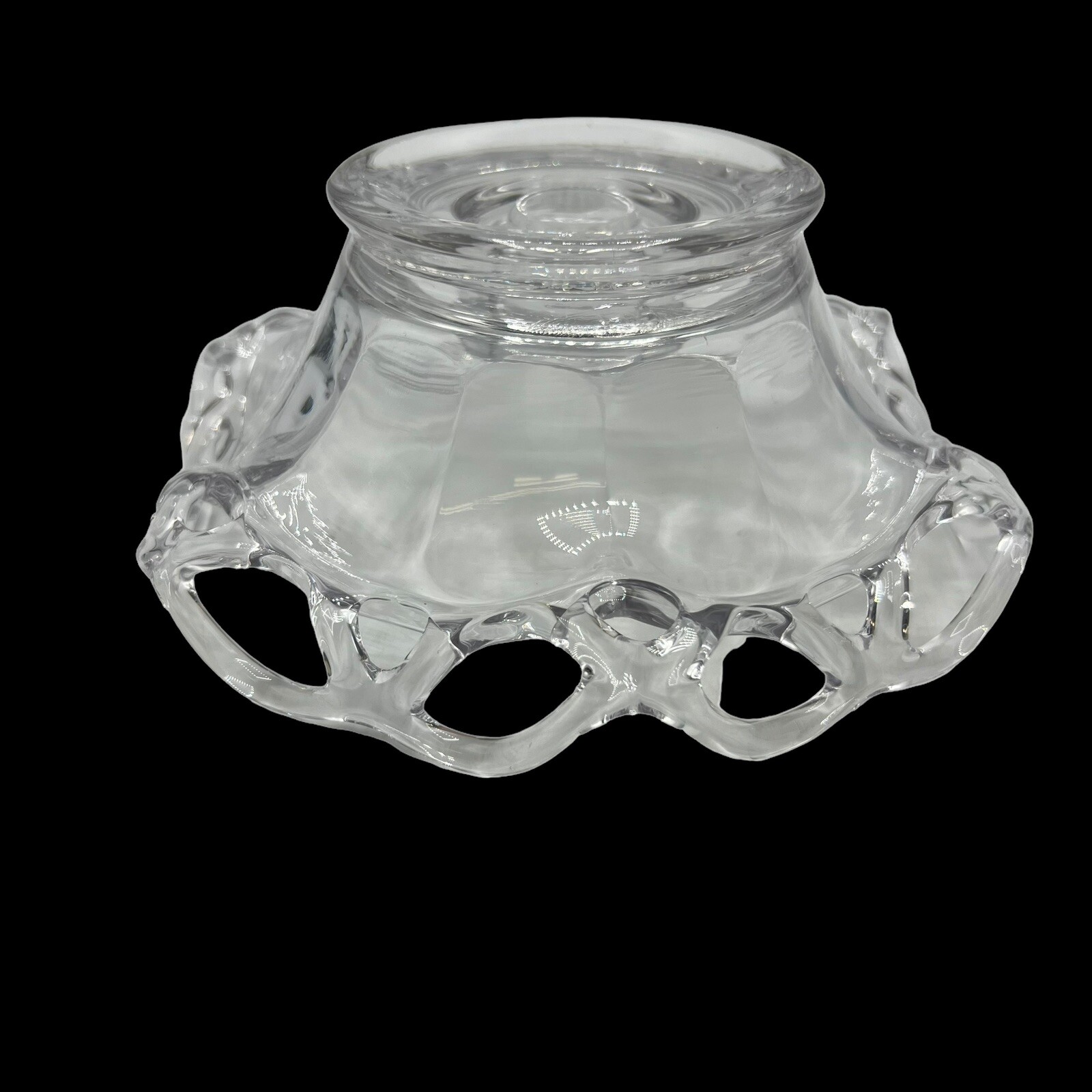 Vintage 1935-1943 Imperial Glass Laced Edge Crimped Candleholder Circa GUC