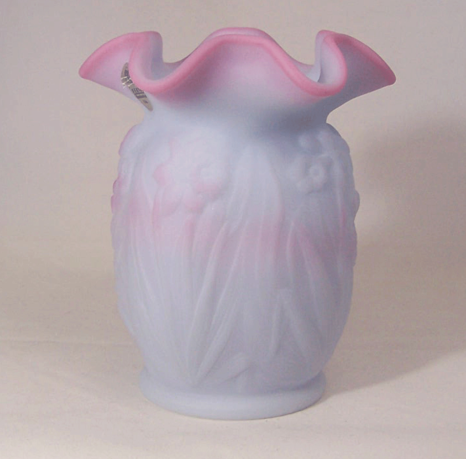 Fenton Daffodil Vase Special Order Blue Burmese 1999 New NOS MIB