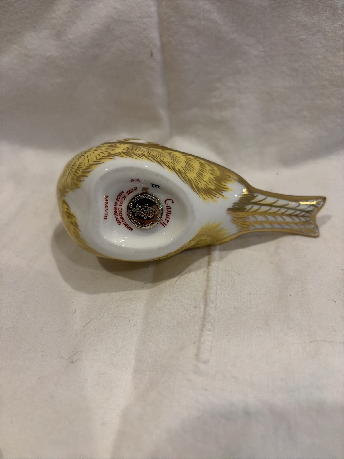 Royal Crown Derby Porcelain Canary Bird Paper Weight
