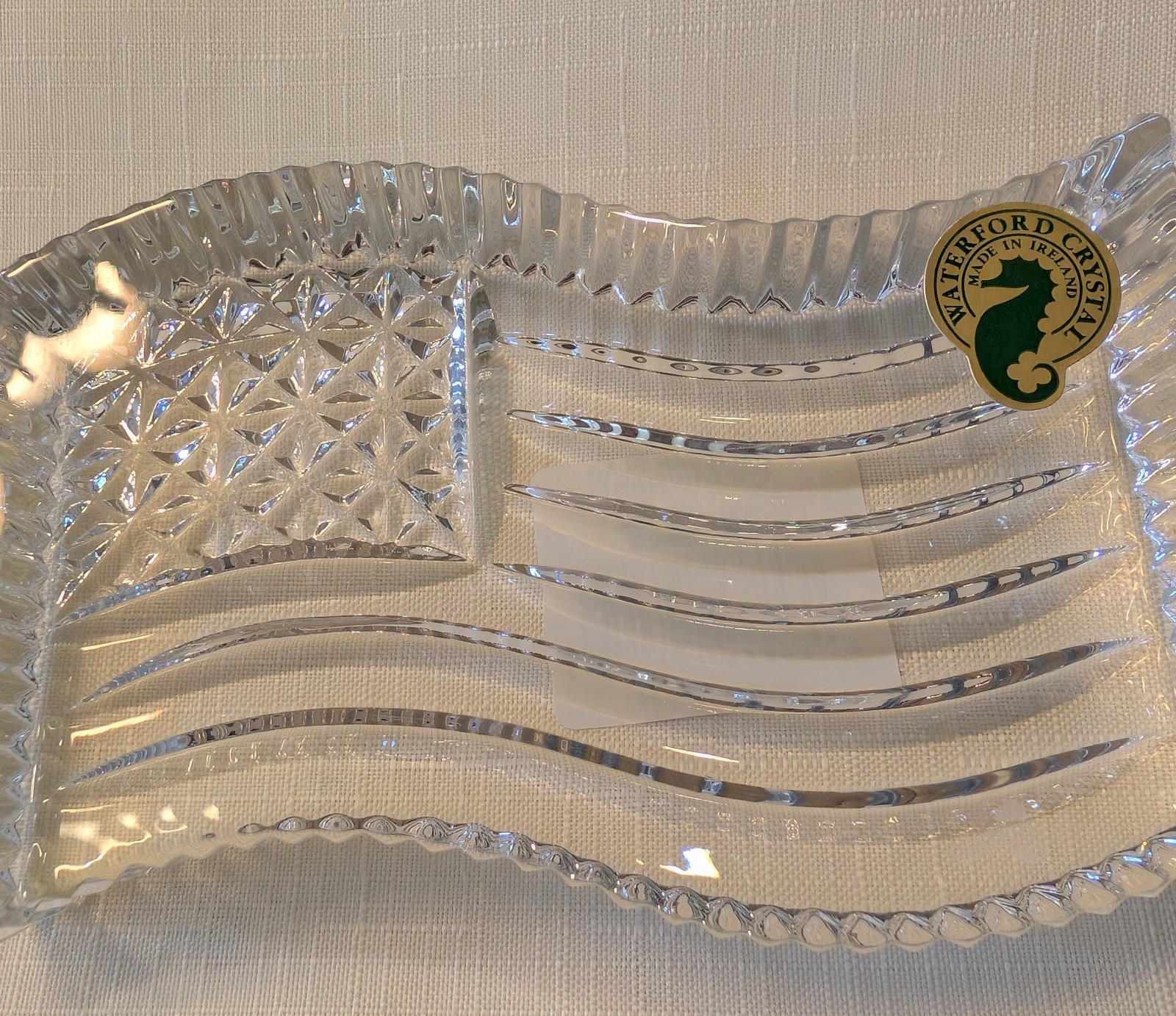 Waterford Ireland Cut Crystal American Flag Desk Paperweight 4.5″ x 3″