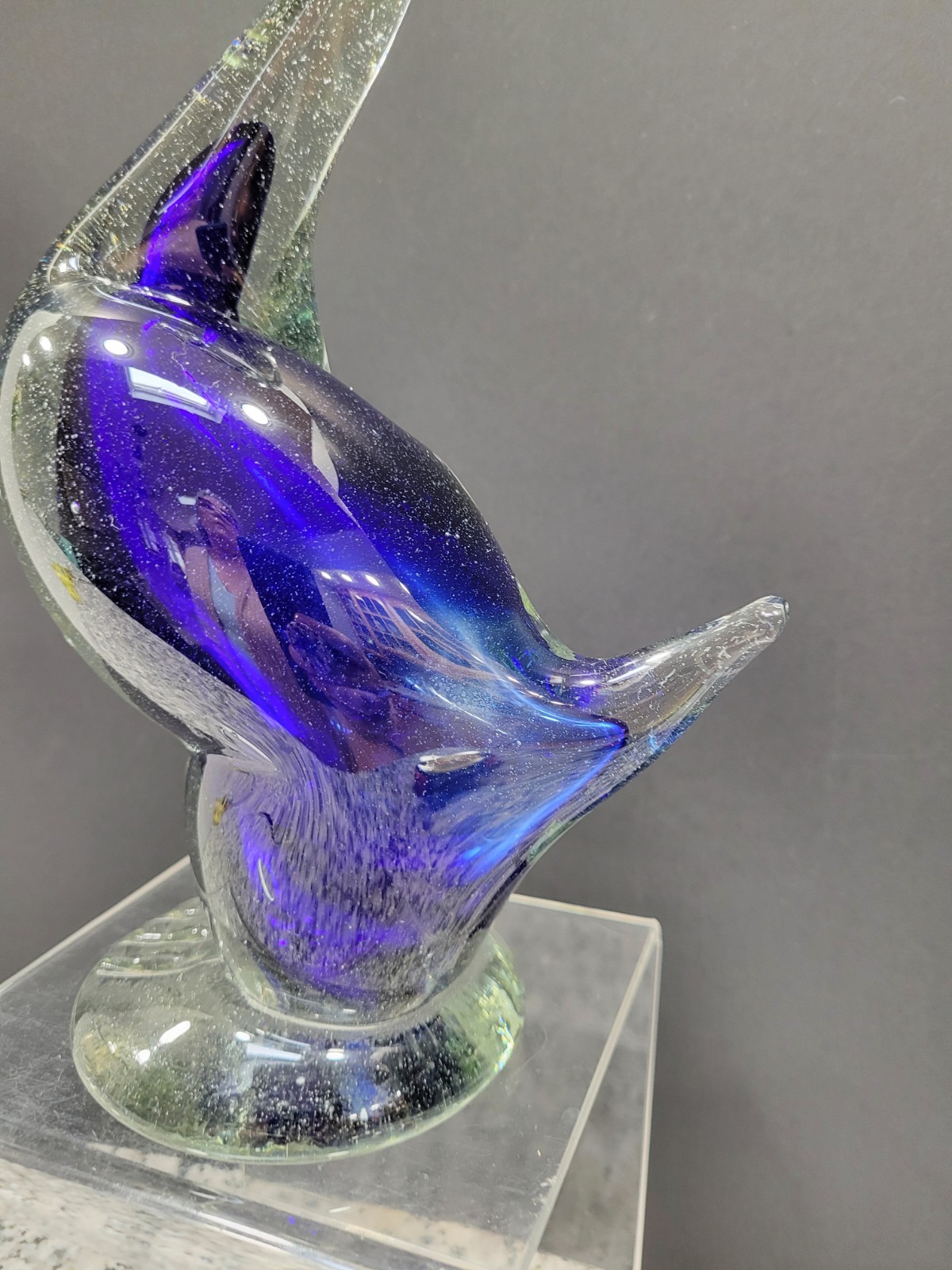 Murano Art Glass Duck Figurine Hand Blown Cased Sommerso Style Sculpture Bird