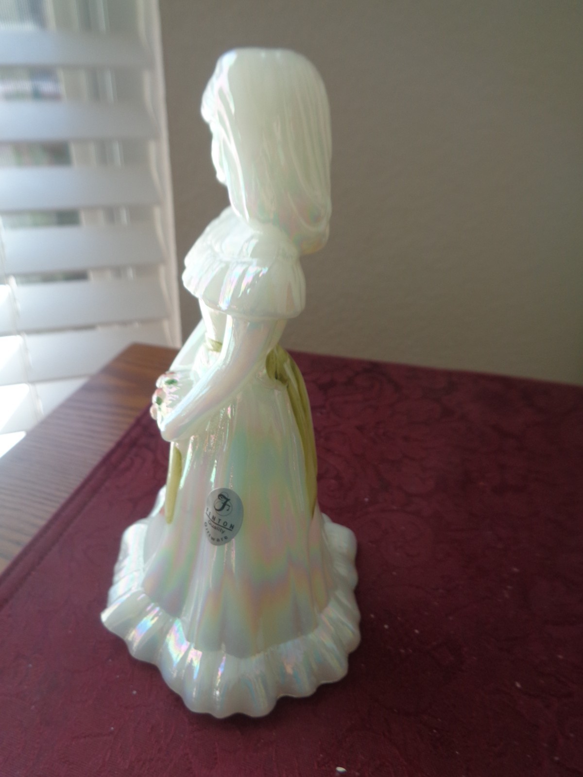 Vtg Fenton Mother of Pearl Pink Flower Bridesmaid Doll Figurine EUC