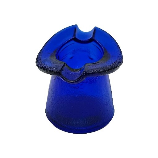 Lowell Cobalt Blue Top Hat Glass Jar Vintage Ashtray Trinket Toothpick Mini Vase