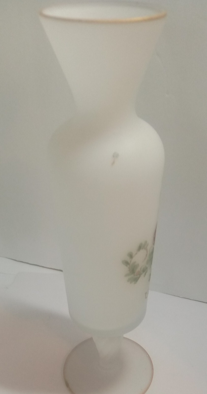 Vintage Norleans Satin Ware White Floral Vase Pedestal Base 10 Inches READ