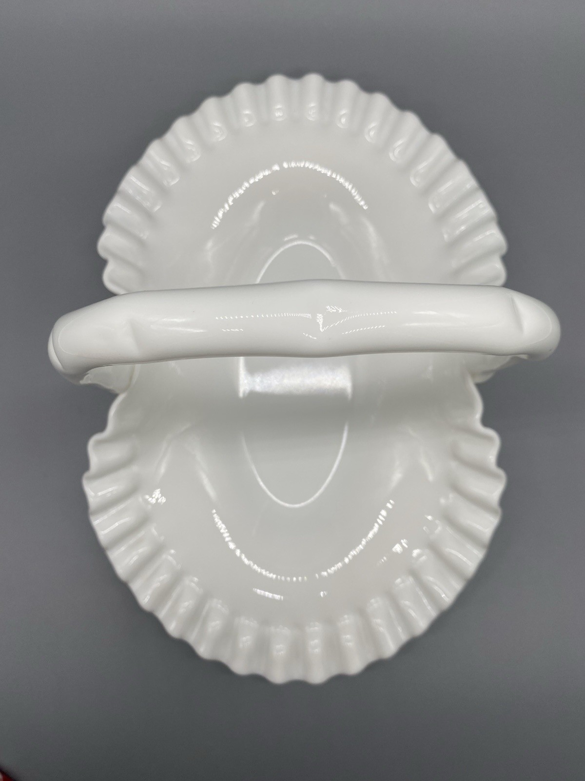 Vintage Fenton 12-1/2″ White Milk Glass Hobnail Basket Wedding Flower Basket