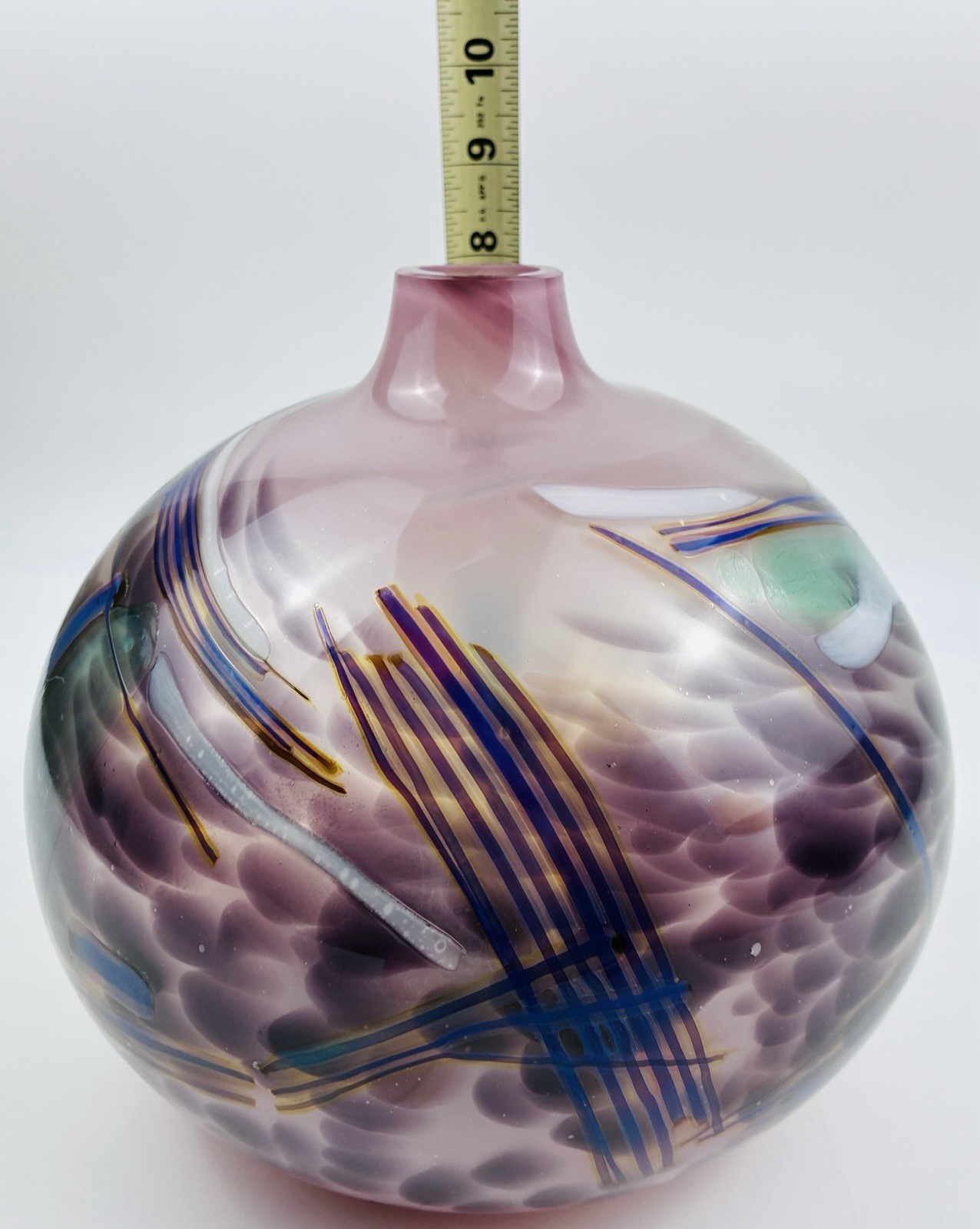 🪼 Daniel Edler 1983 “Graffiti Series” Signed Studio Art Glass Vase Large 8” MCM