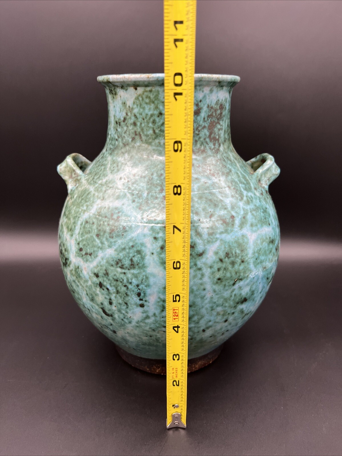 Early Ben Owen III NC Pottery Chinese Blue 10 1/4″ Han Vase -Signed 1989