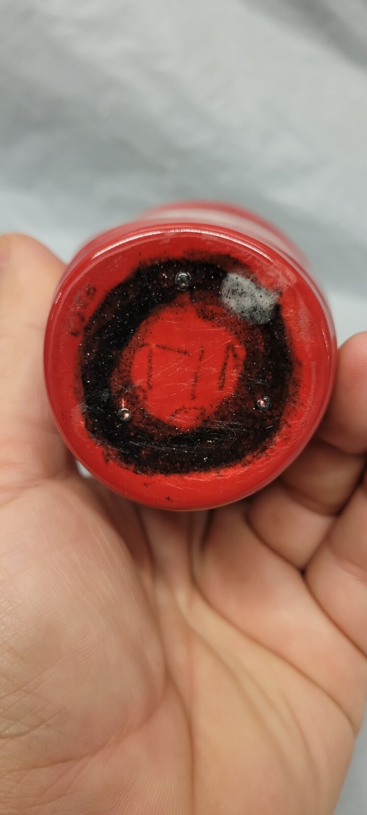 Modern Art Pottery Red Cup / vase artist signed # 4024