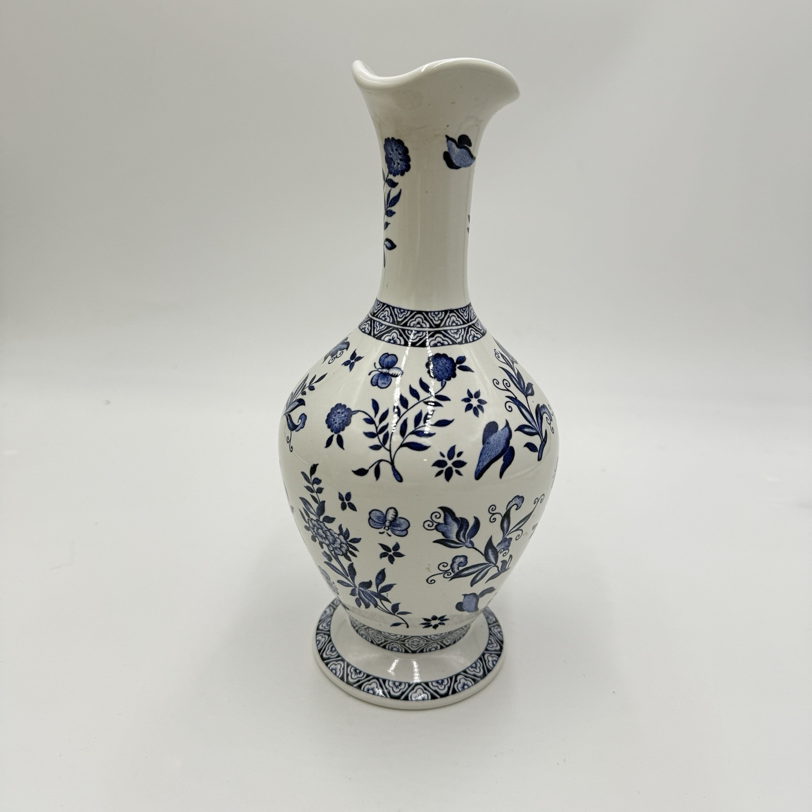 Coalport England Porcelain Blue & White Blue Onion Vase 10” Limited Edition