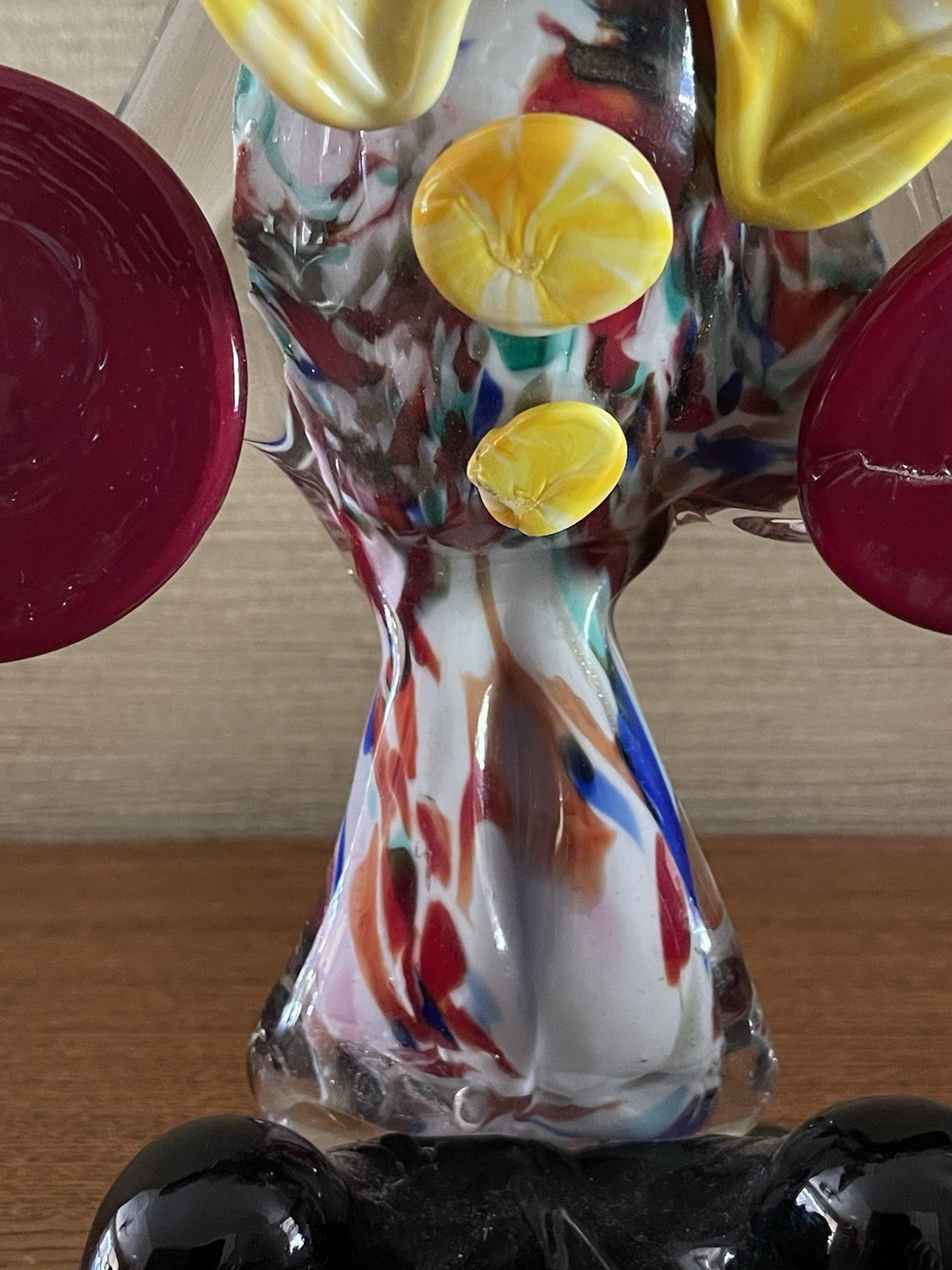 Murano Clown Art glass Large Perfect condition foil label 10″1/2″