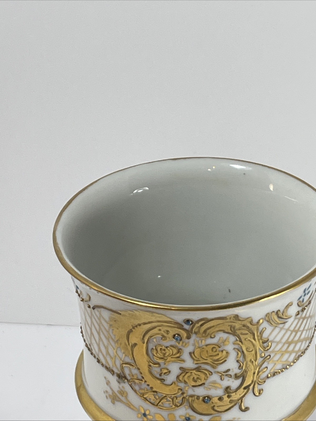 Porcelain Goblet Vase Shape Square Base Heavy Gold Gilding Empire Style Bavaria