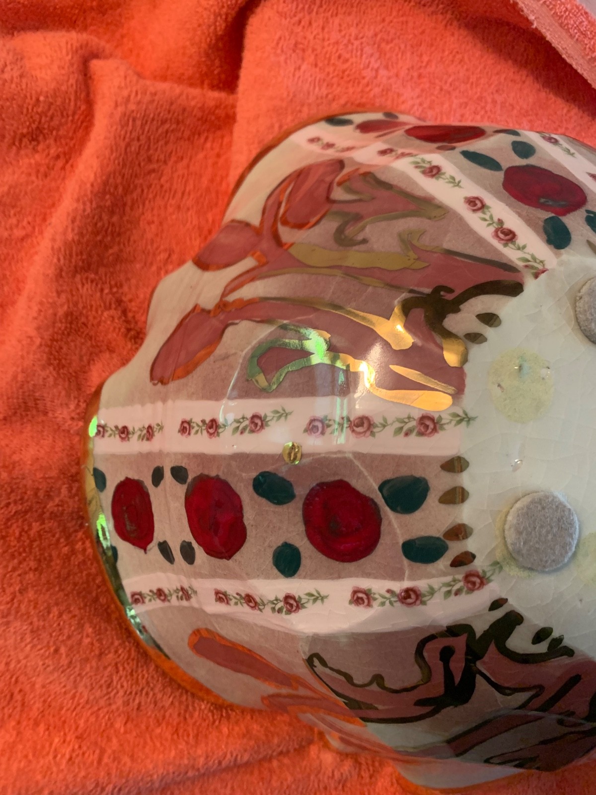 Signed Laney K. Oxman Unique Floral Bowl Hand Painted w/ Gold Trim Women’s Art