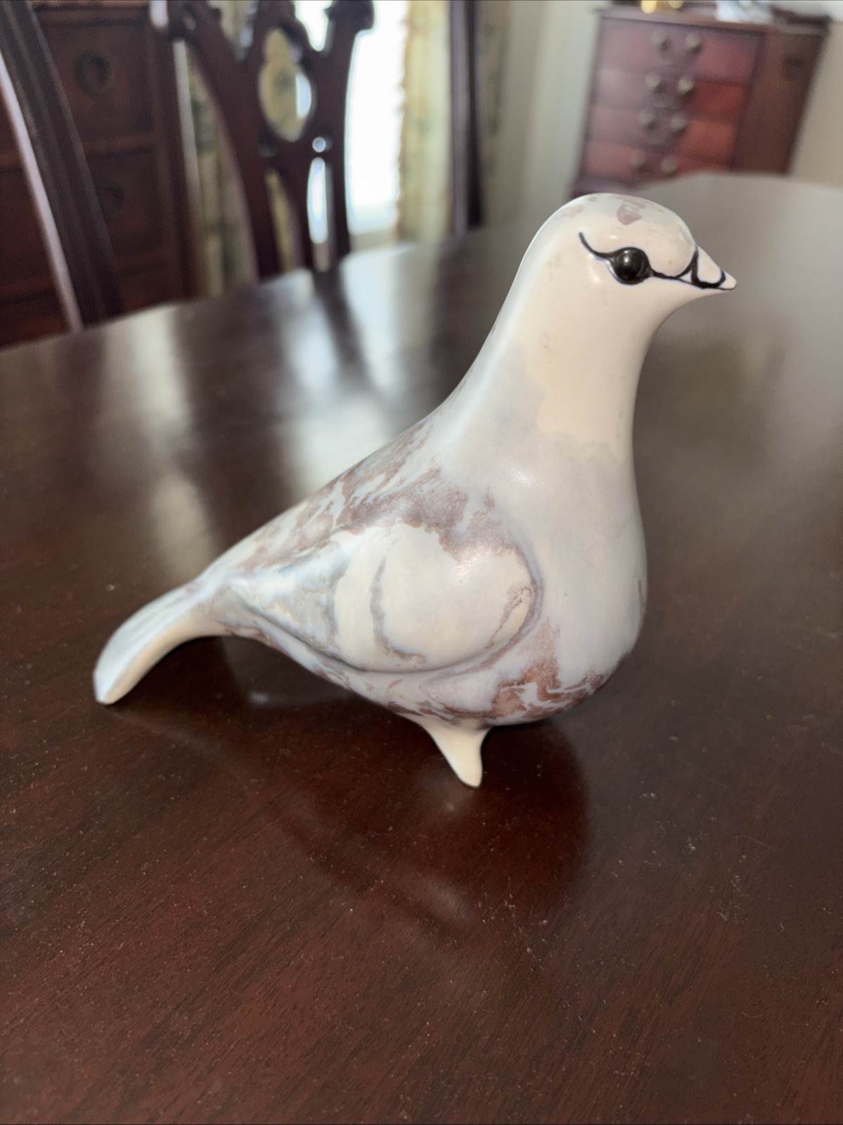 Aviemore Pottery Turtle Dove Clay Sculpture Glazed Gray Black Cream Scotland