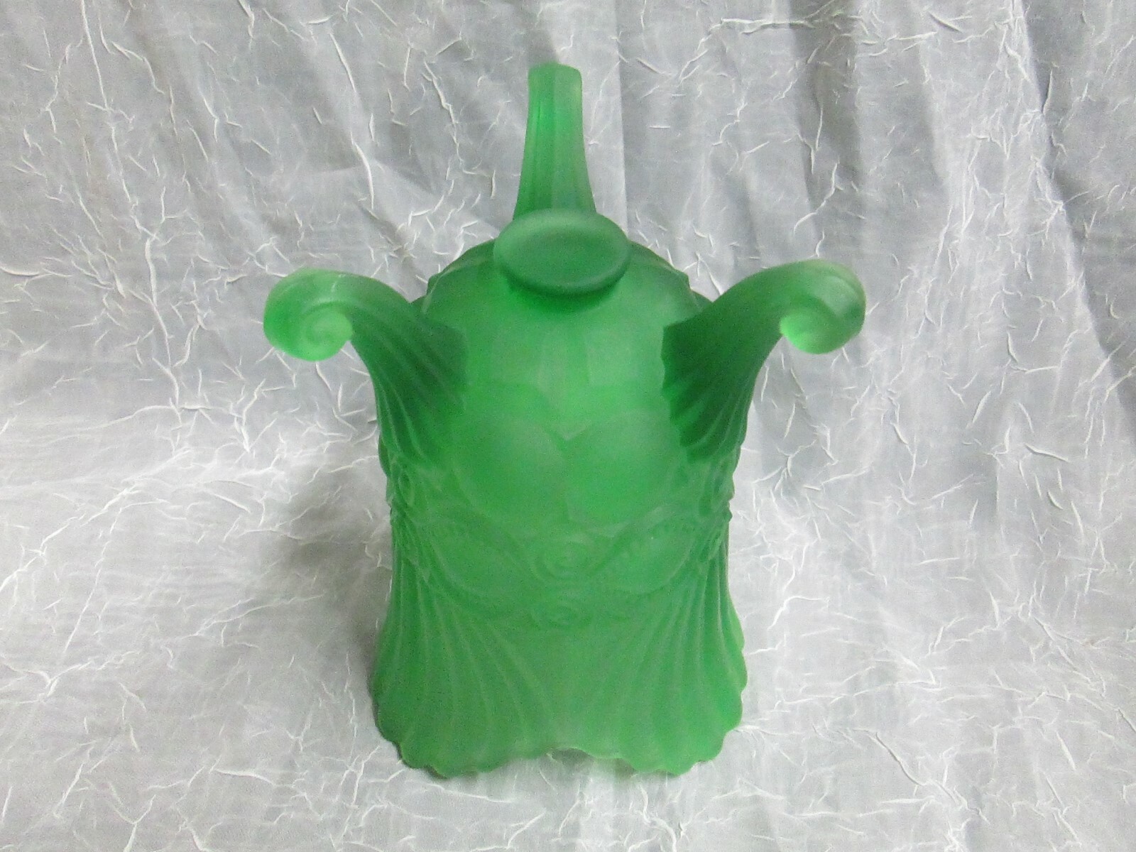 Fenton Eyewinker Pattern for LG Wright GREEN SATIN Celery Vase 7.75″ tall RARE
