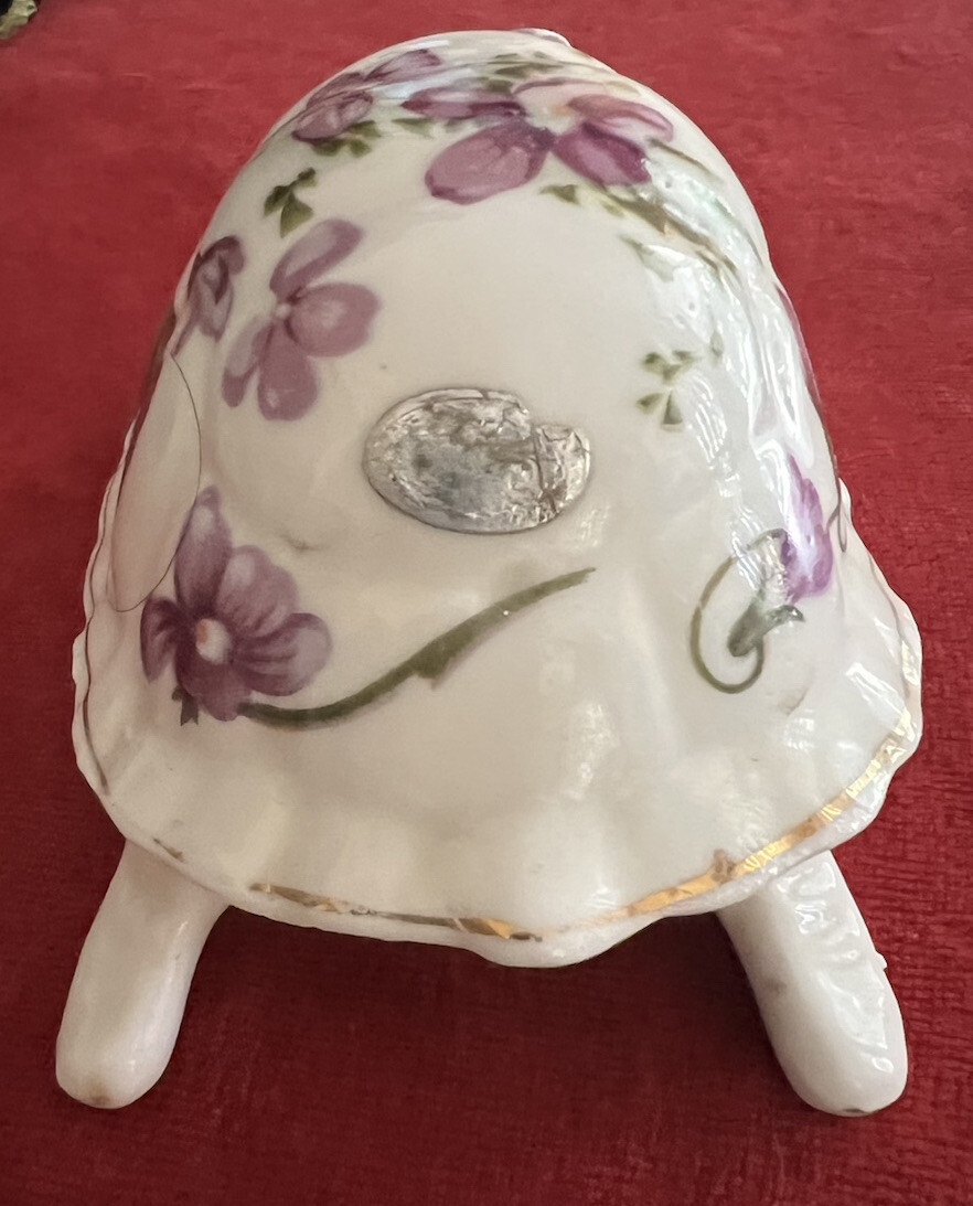 Fine Bone China Turtle Trinket Box Porcelain Purple Flower Pattern