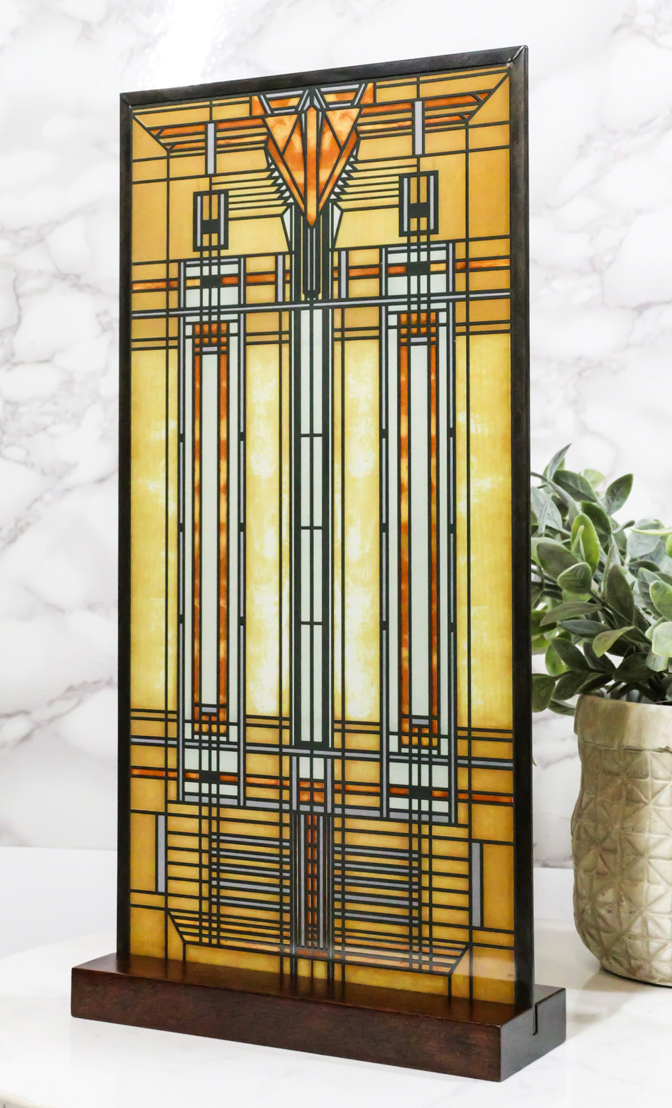 Frank Lloyd Wright Bradley House Skylight Stained Glass Wall Or Desktop Plaque