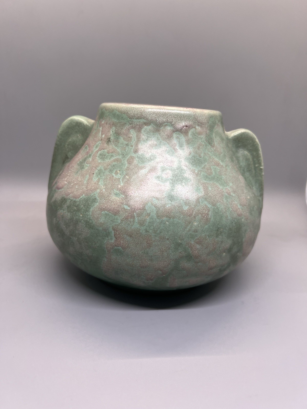 Vintage Brush McCoy Pottery Green Matte New Art Vellum Fawn Vase 1930’s 5″