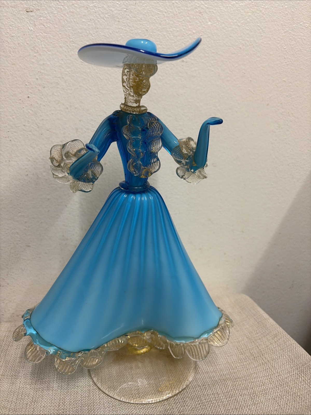 REMARKABLE ART GLASS c1940’s BAROVIER & TOSSO Murano Blue Lady 29cm