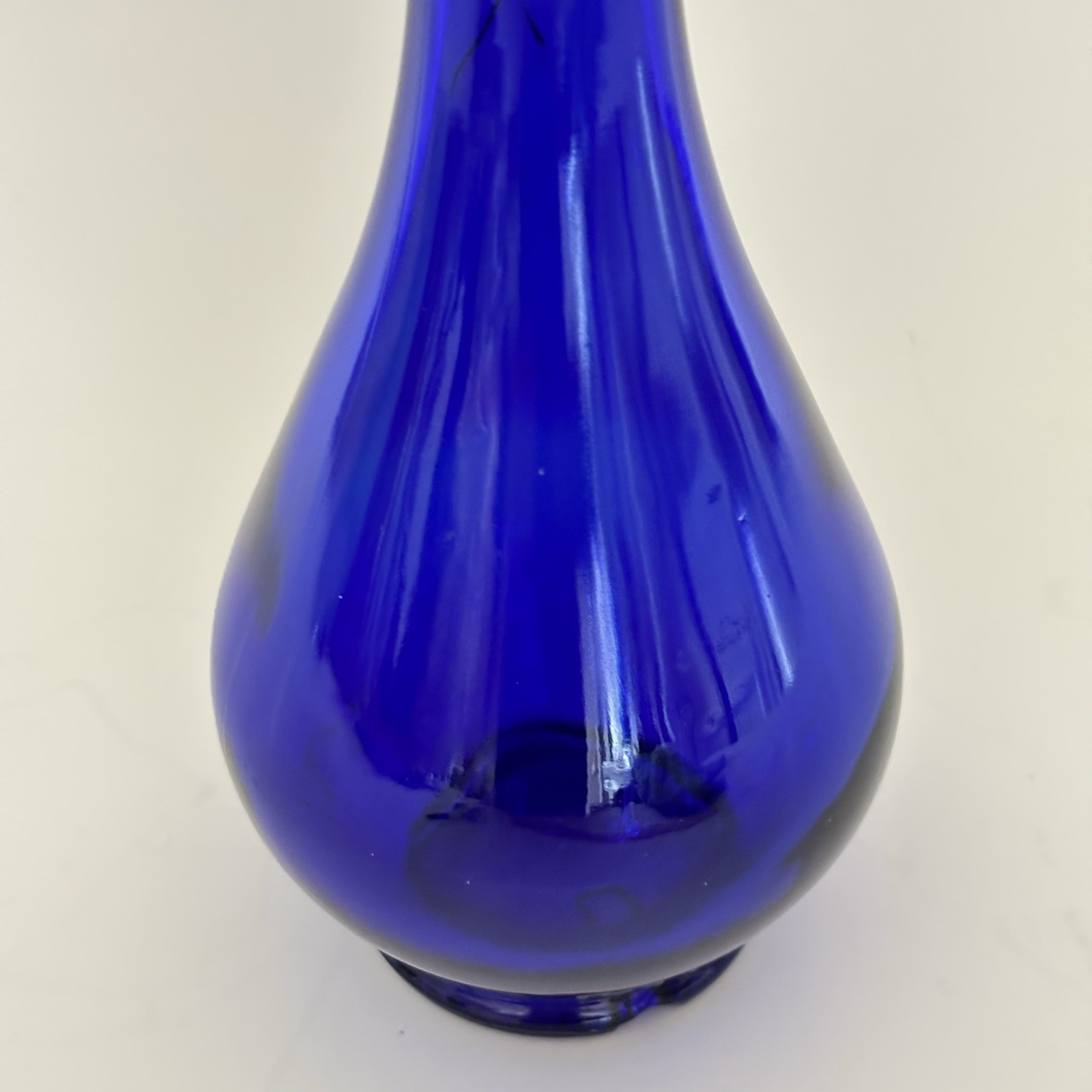 Vintage 8.5” Acqua Della Madonna Cobalt Blue Teardrop Bottle Italy
