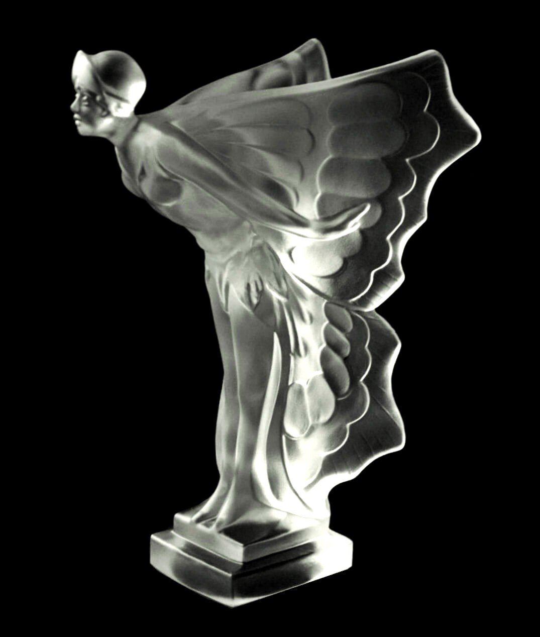 Art Deco Hood Ornament ‘ Flying Lady ‘ Glass Sculpture 1930’ H.Hoffmann