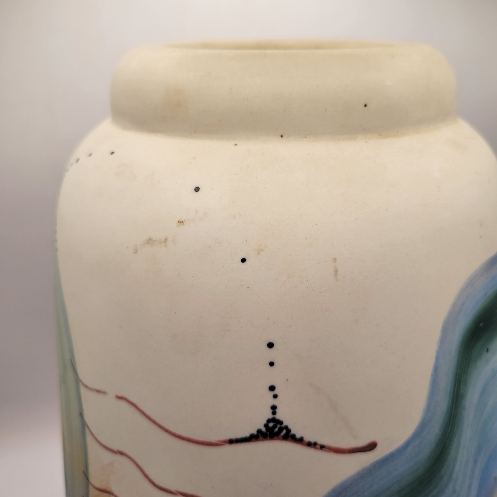 James Rothrock Hand Painted Art Pottery Vase 15in Tall 8in Diameter 1986
