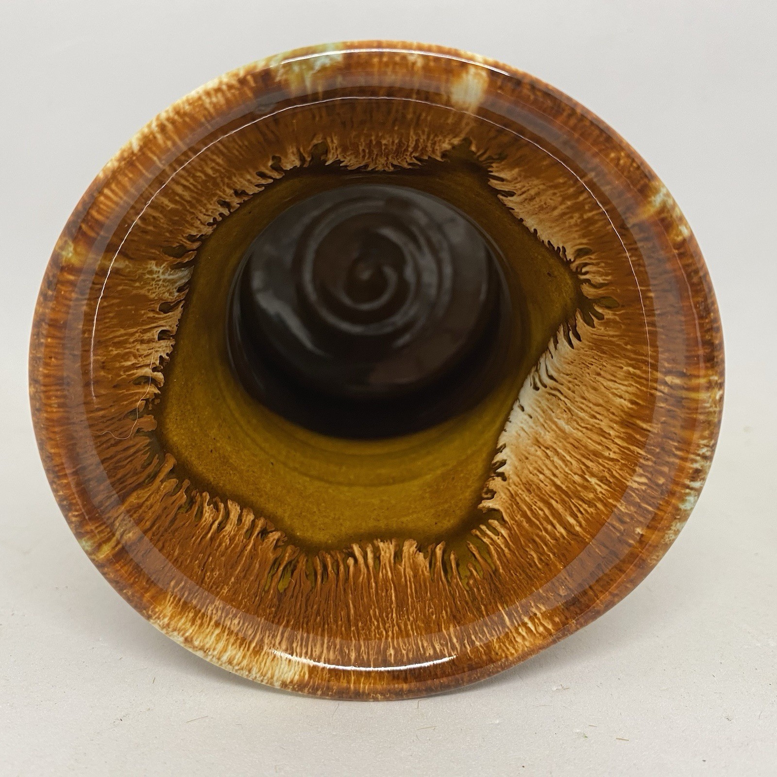 Vintage 1982 DRYDEN Hot Springs Arkansas POTTERY Vase Drip Glaze 4 1/8″T
