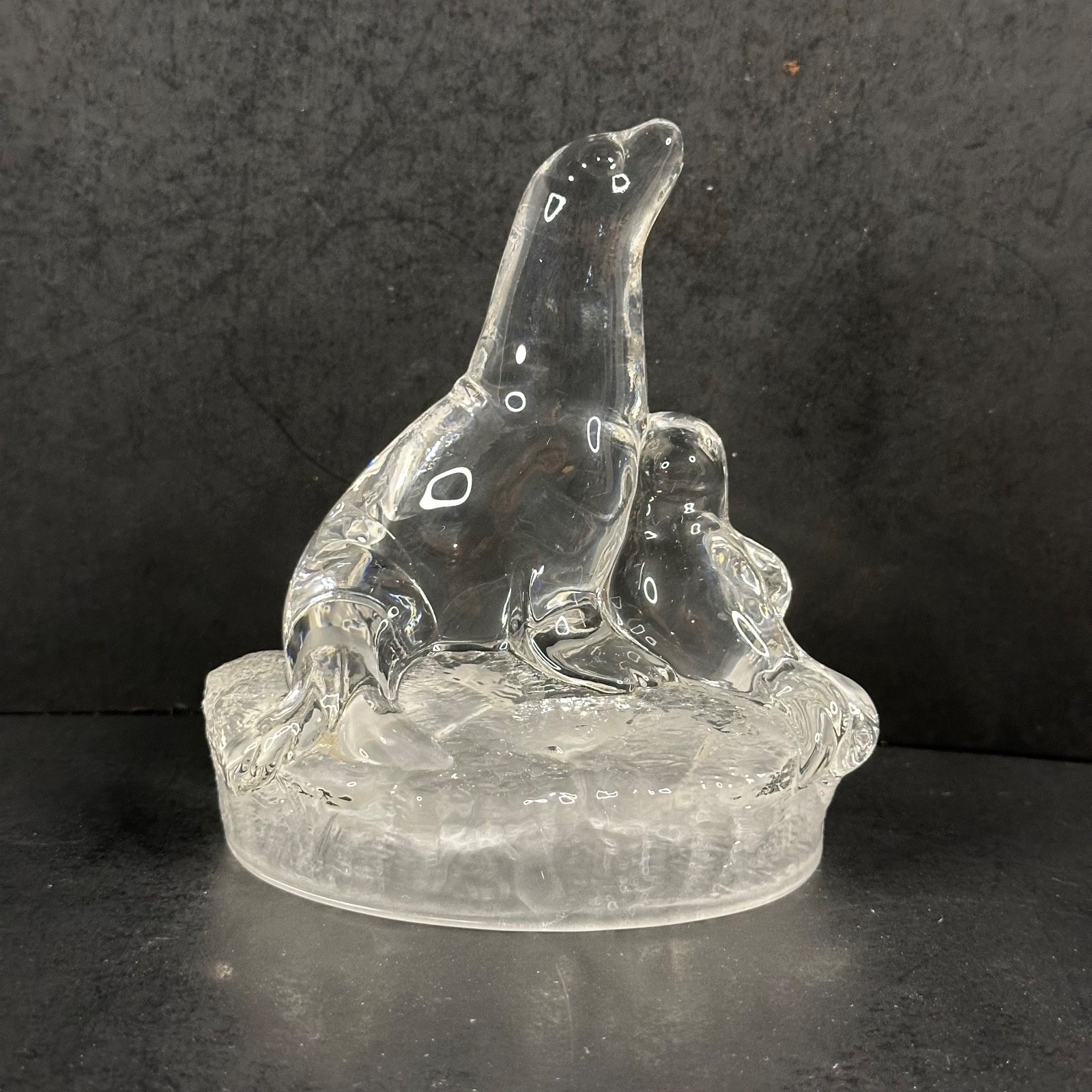 RCR Royal Crystal Rock Wildlife Seal and Baby Pup Lead Crystal Figurine, Italy