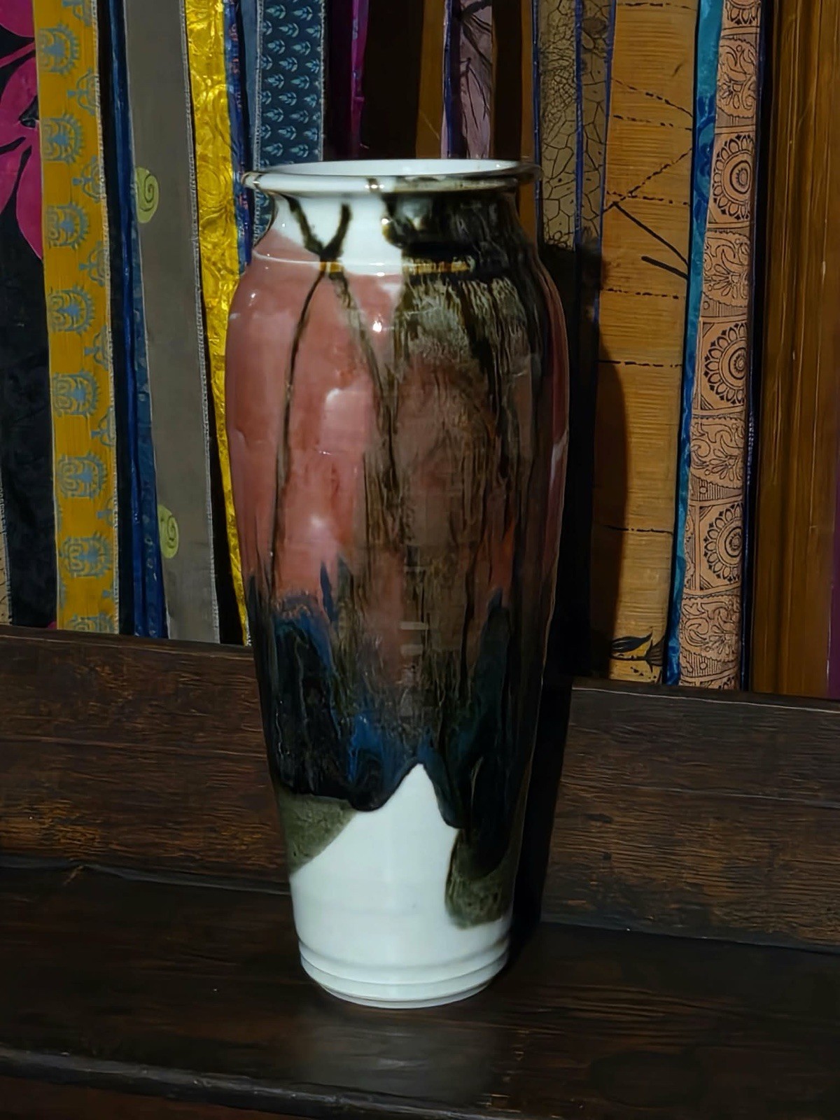 Vintage Ceramic Vase ~ Drip Effect Pottery ~ Mid 20th Century ~ Pottery Vase