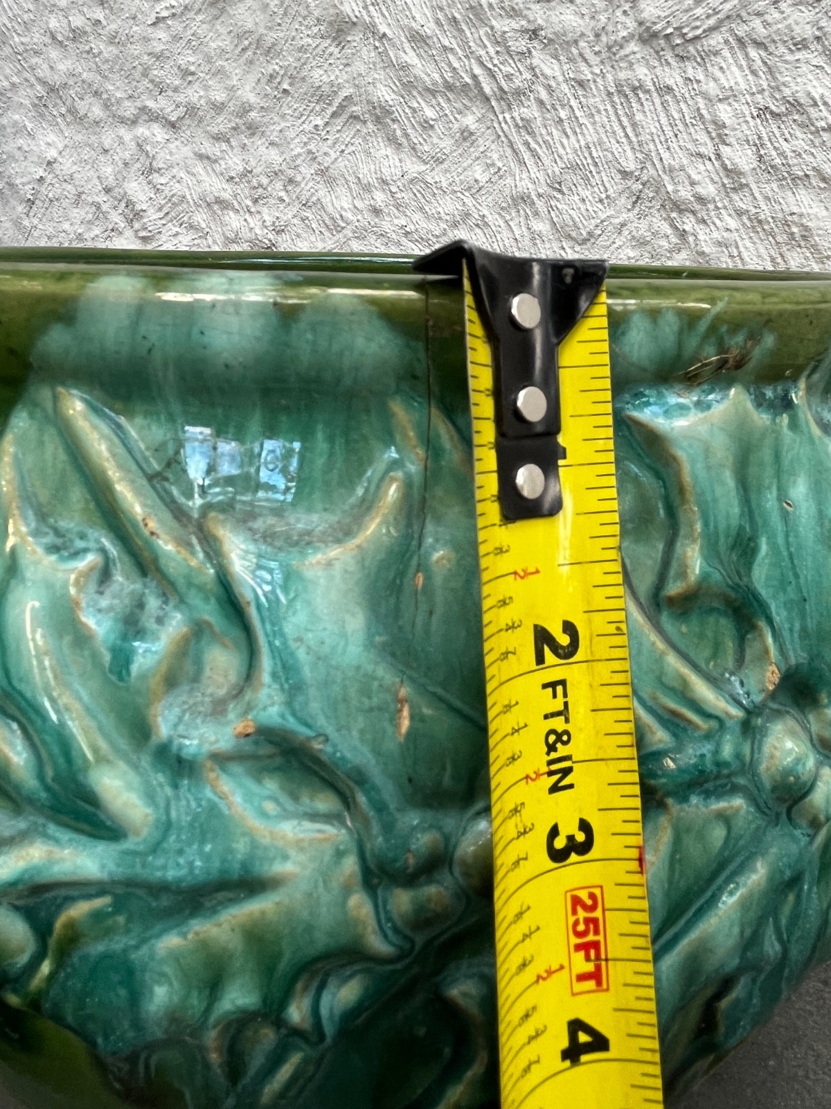 RARE McCoy Pottery Holly Jardiniere Planter Green Glaze 9 1/2″ H x 11 1/2″ READ