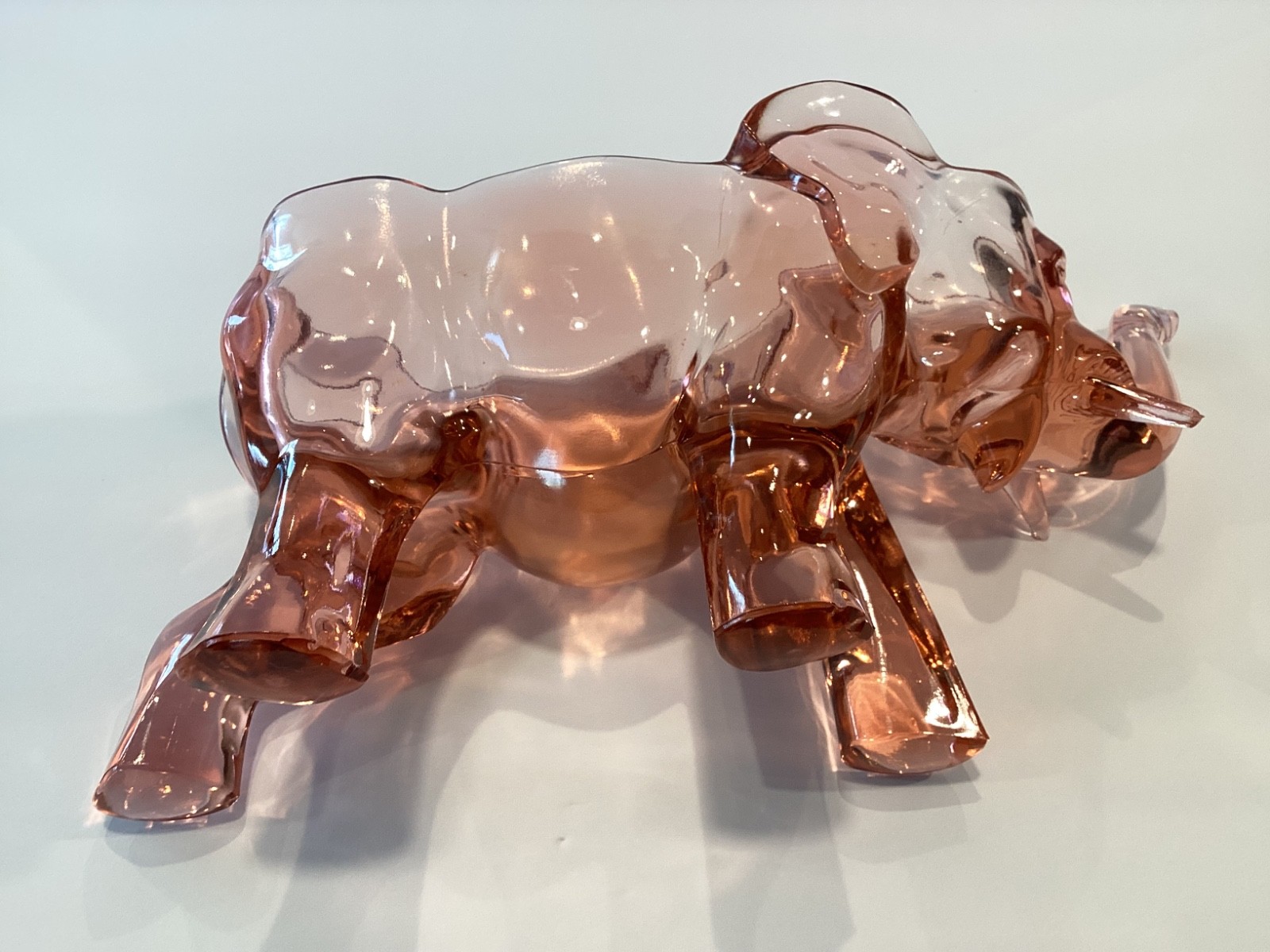 Depression Glass Consolidated Large 13″ Pink Elephant Rare
