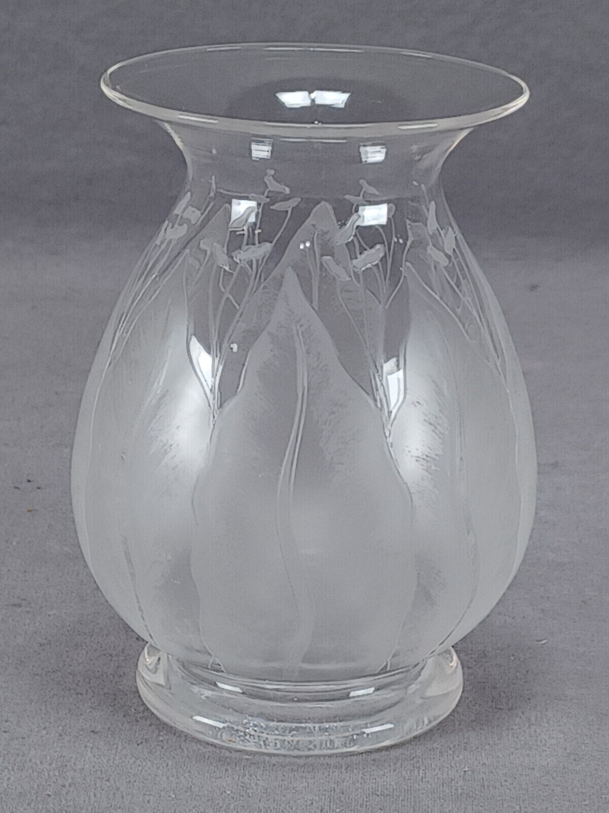 Dorflinger Kalana Lily Acid Etched 4 1/2 Inch Small Glass Vase Circa 1918-1919