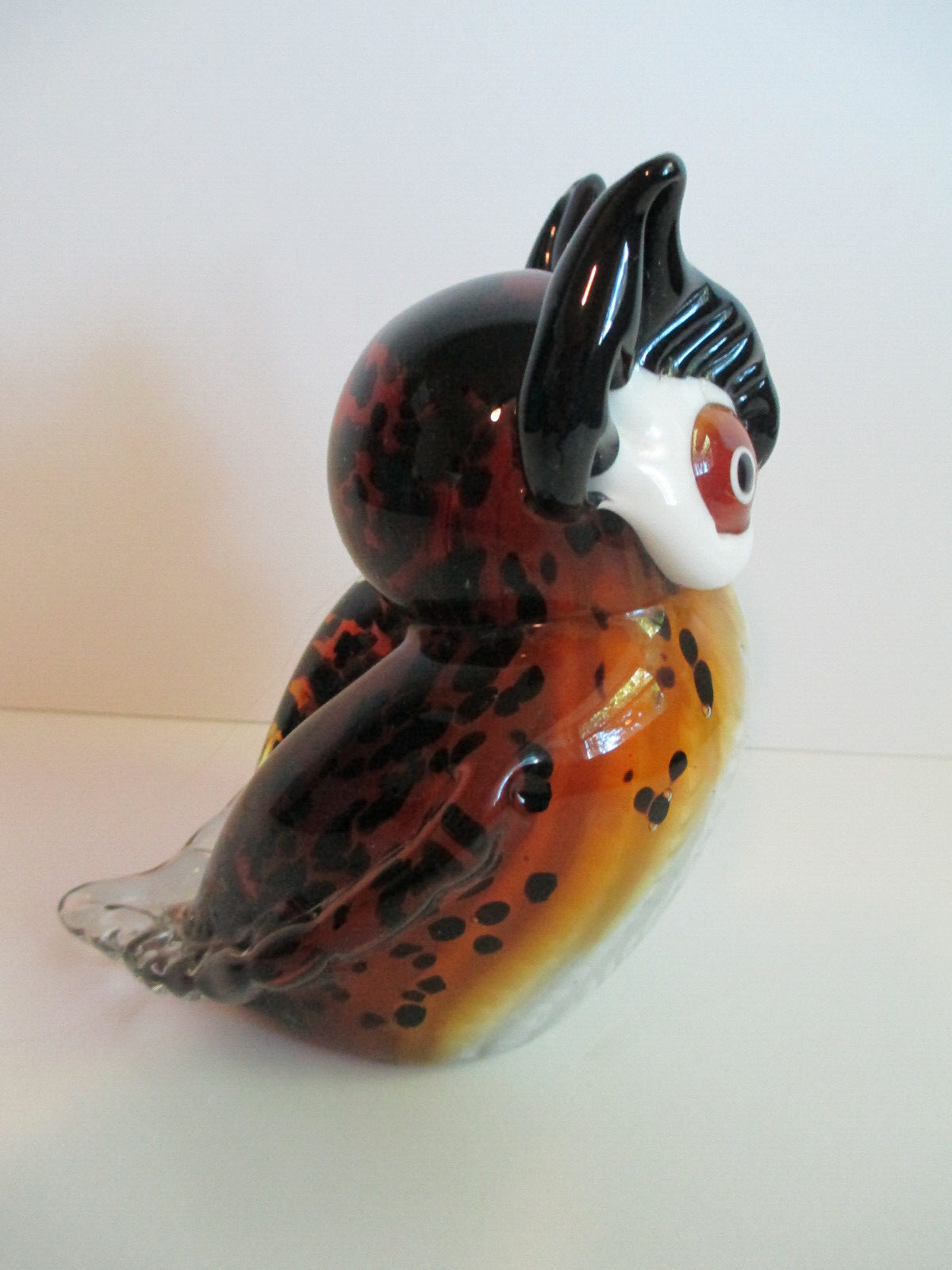 Owl Layered Art Glass Figurine Paper Weight 5.5” Height x 4” Wide 2.14 lbs