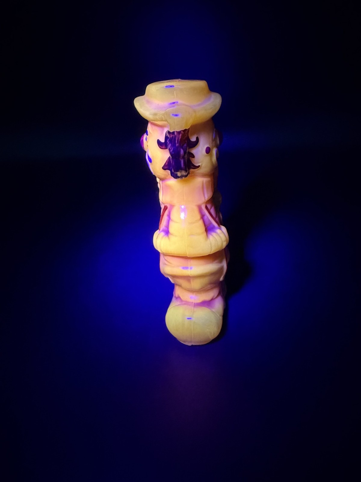 Vintage Boyd Glass Virgil Two Faced Happy Sad Clown Yellow Orange Slag UV GLOW!