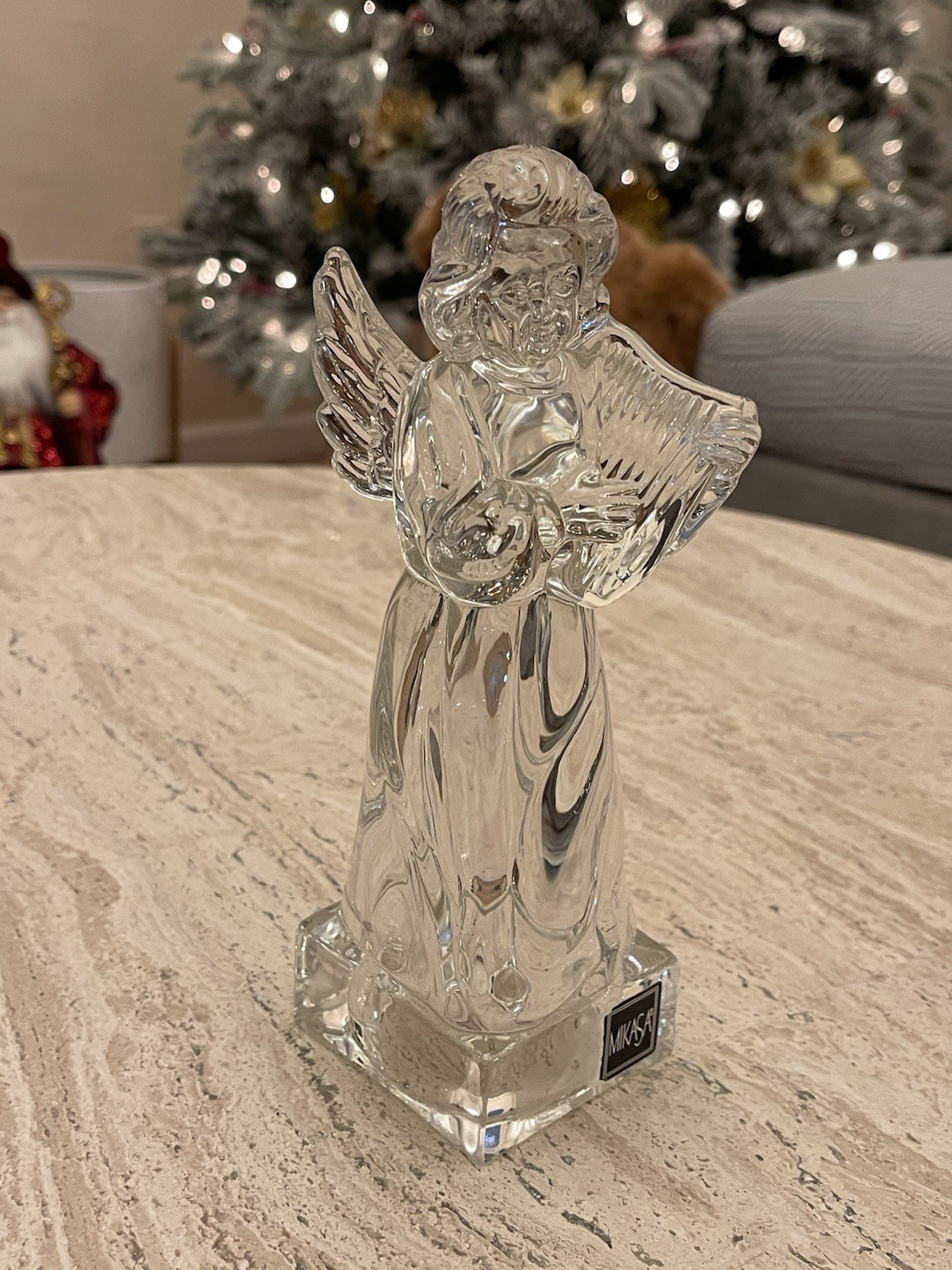 MIKASA HERALD COLLECTION ANGELIC HARP LEAD CRYSTAL ANGEL.
