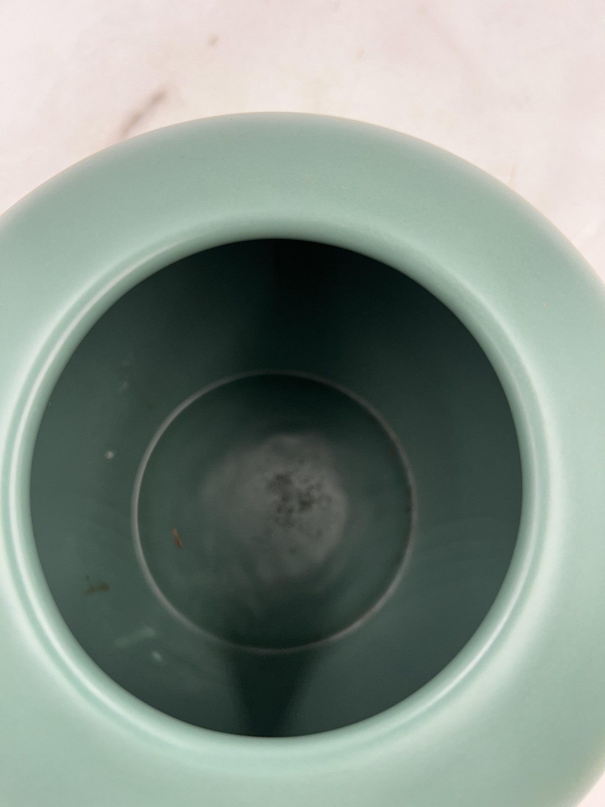 Contemporary Matte Green Ceramic Bowl Vase Modern Minimalist 7″ x 8″ Home Decor