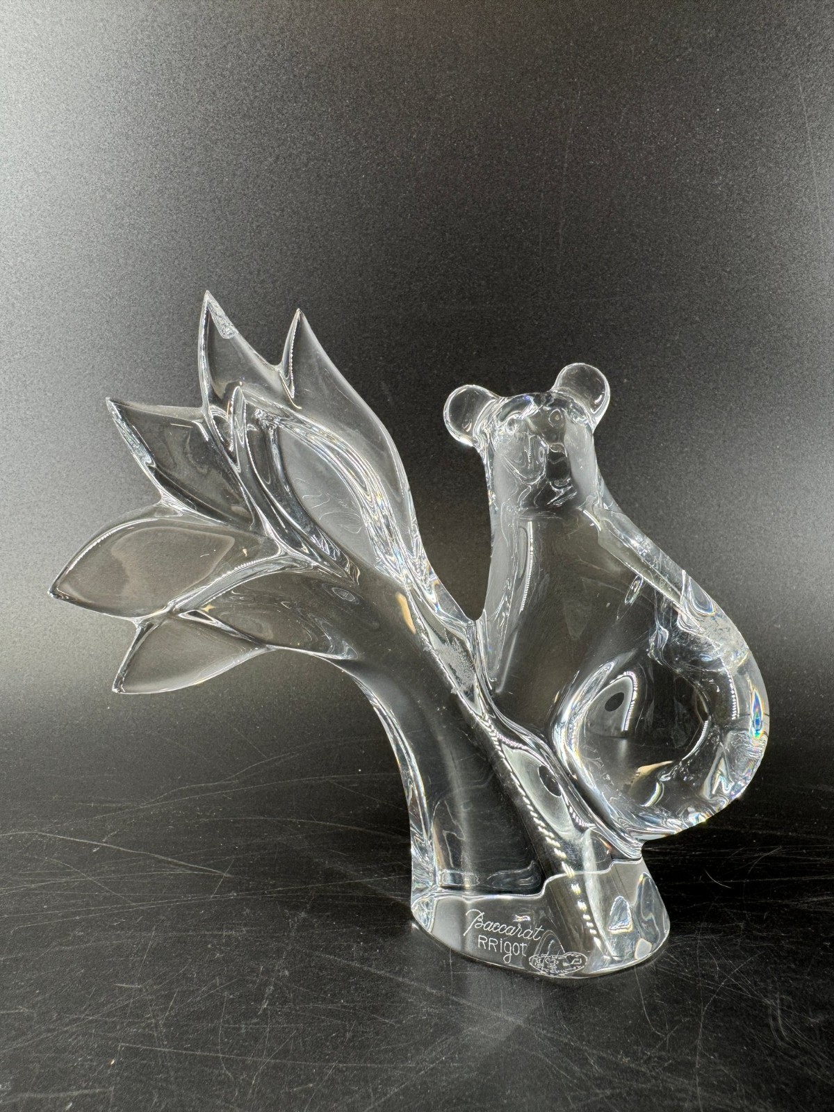 Baccarat France Crystal R.Rigot Koala Bear in Tree Figurine Sculpture 4.75″