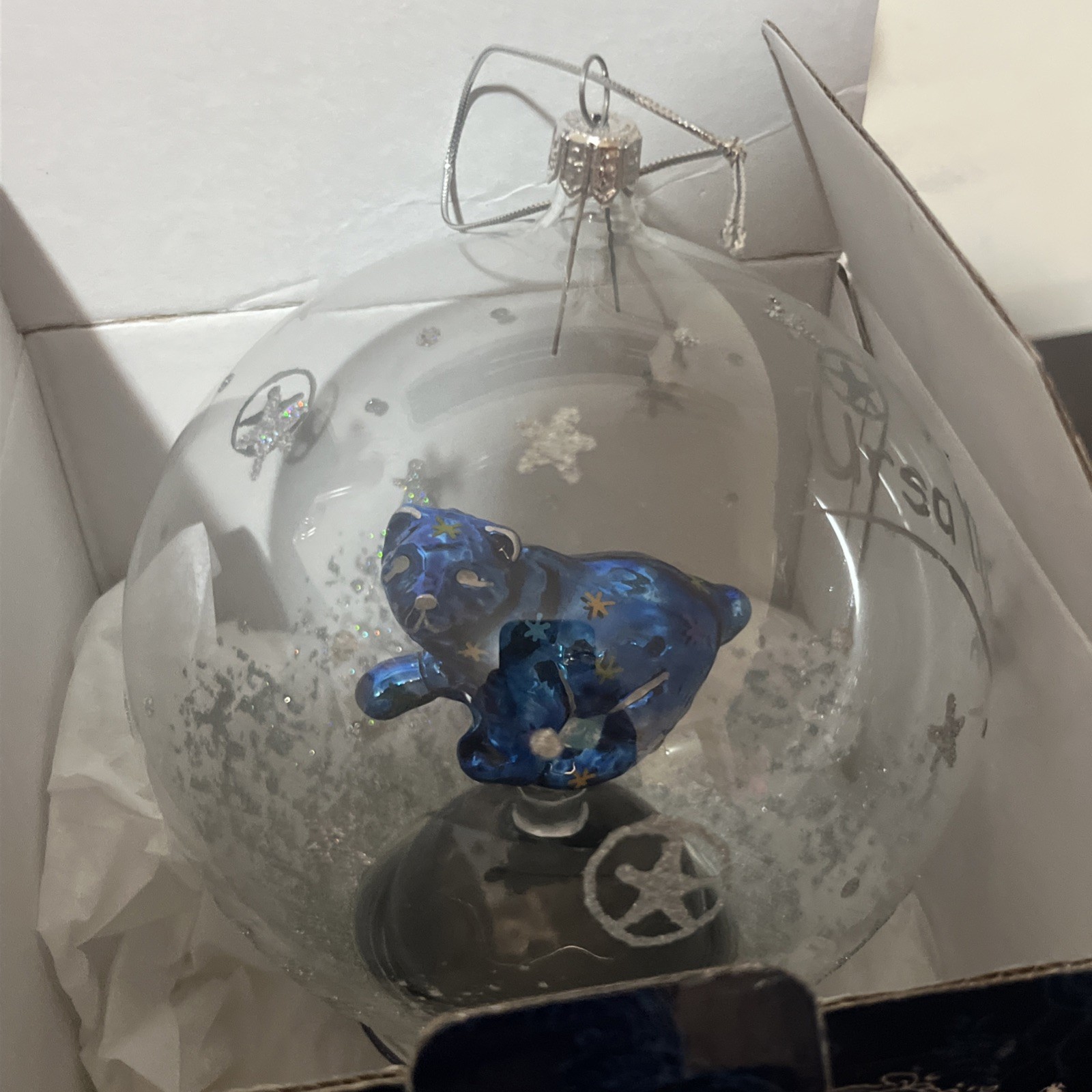 Pegasus Blown Glass ornament Ball Christmas figurine clear.