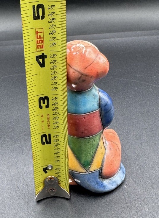 South Africa Art Pottery Raku Mini Meerkat Colorful Animal Handmade Signed 4″