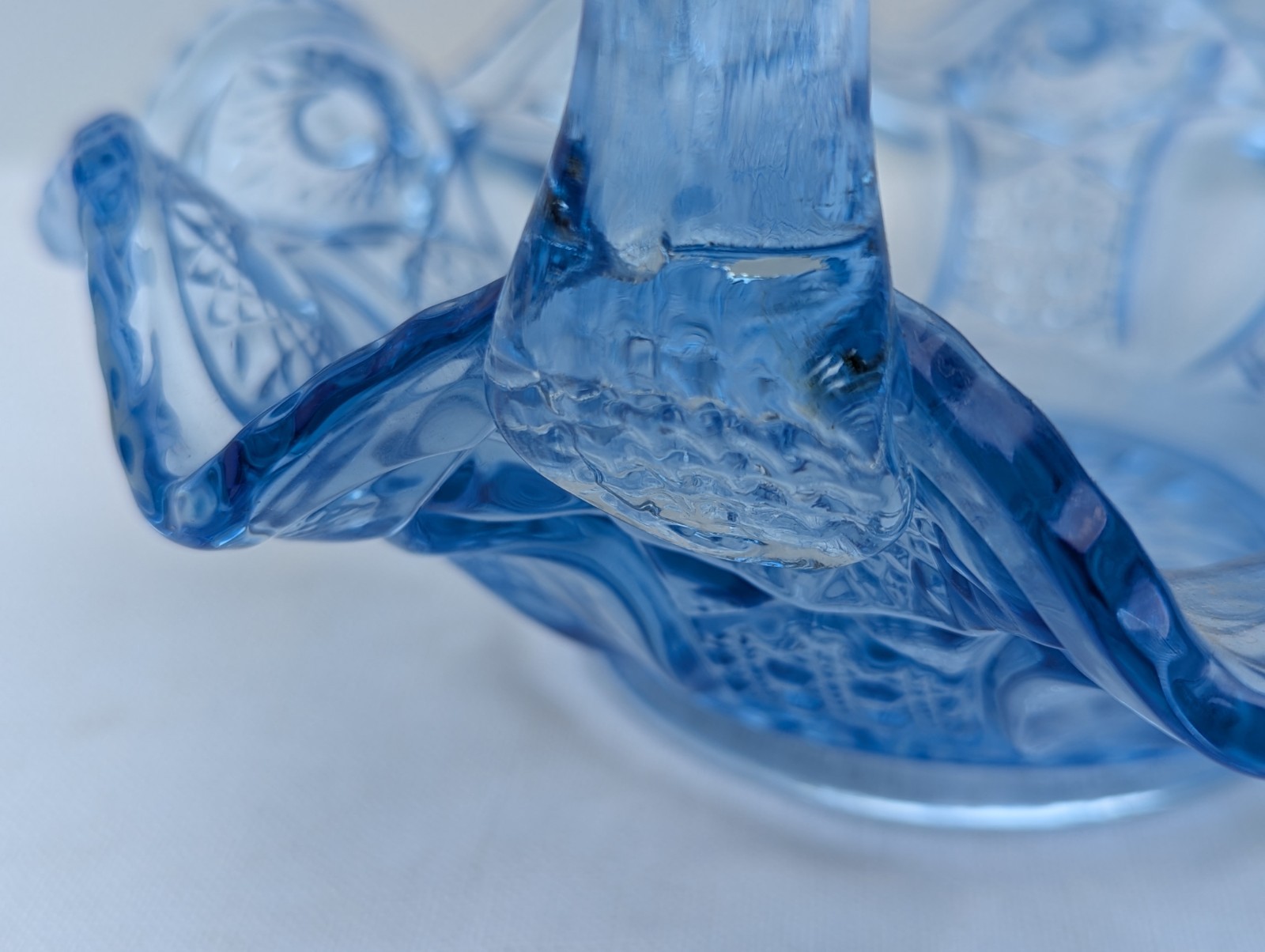 LE Smith Light Blue Glass Bride’s Basket 9 Quintec Vintage